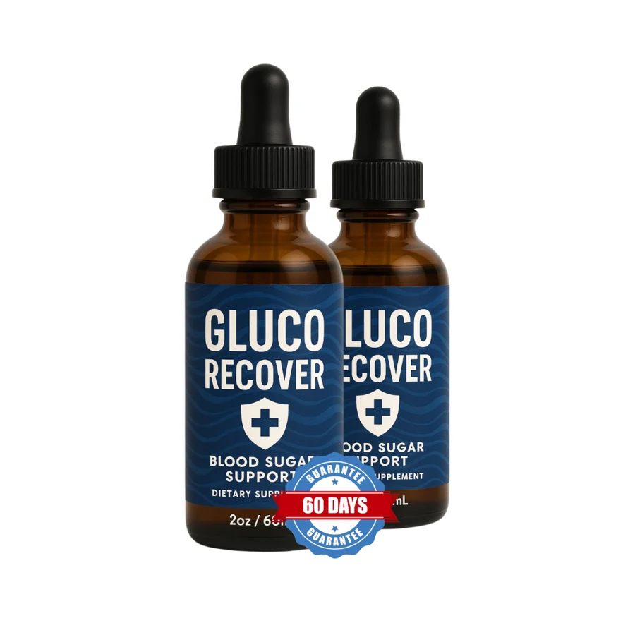 GlucoRecover blood sugar support liquid drops, 60 ml amber dropper bottle